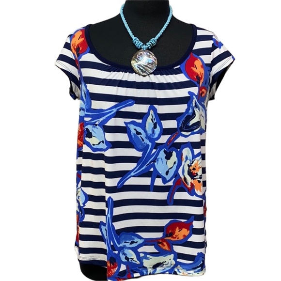 Cynthia Rowley Tops - Cynthia Rowley Striped & Floral Blouse